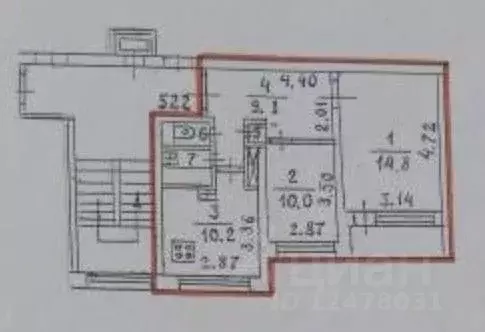 2-к кв. Санкт-Петербург просп. Кузнецова, 25К1 (47.6 м) - Фото 2