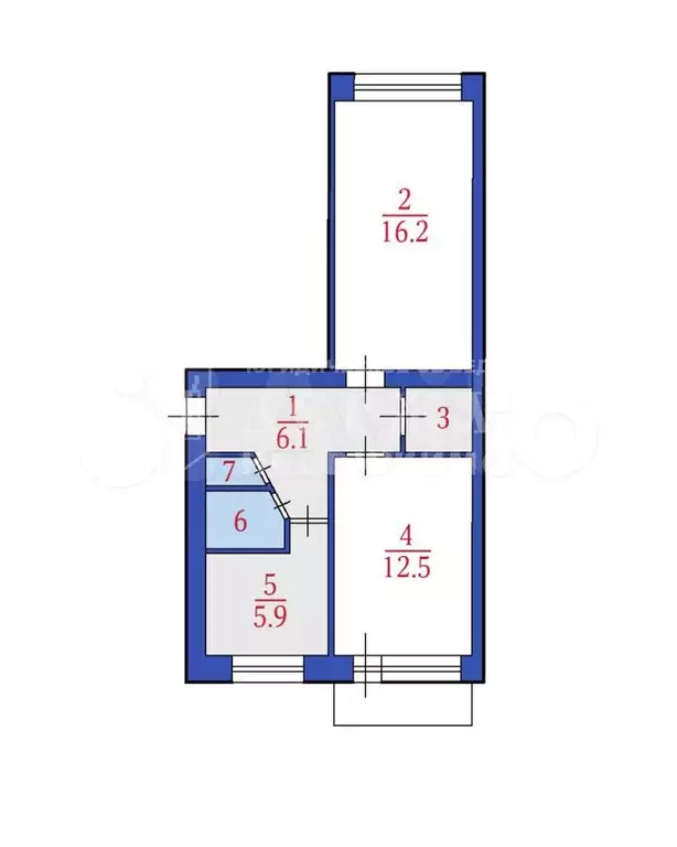 1-к. квартира, 44 м, 4/5 эт. - Фото 0