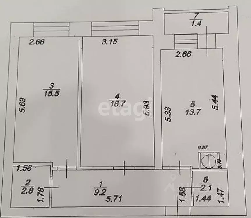 2-к кв. Тверская область, Тверь ул. Коробкова, 20к1 (63.2 м) - Фото 2