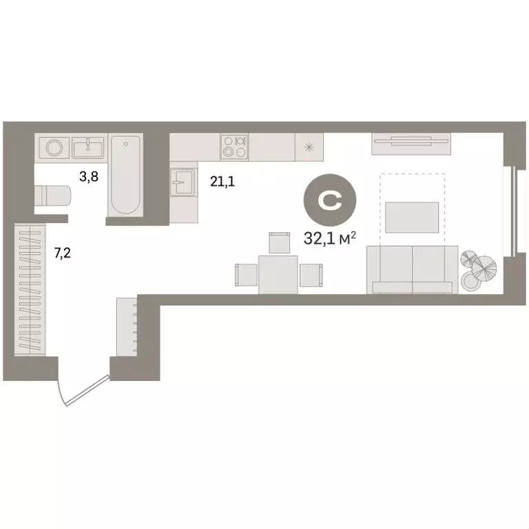 Квартира-студия: Екатеринбург, улица Советских Женщин (32.1 м) - Фото 1