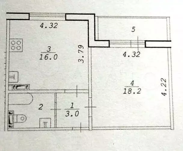 2-к. квартира, 41,3 м, 3/5 эт. - Фото 0