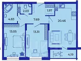 2-к кв. Брянская область, Брянск ул. Имени О.С. Визнюка, 18 (67.35 м) - Фото 0