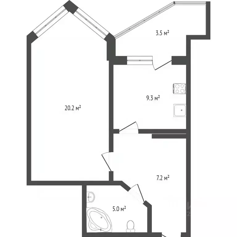 1-к кв. Калужская область, Калуга ул. Маяковского, 66 (43.8 м) - Фото 2
