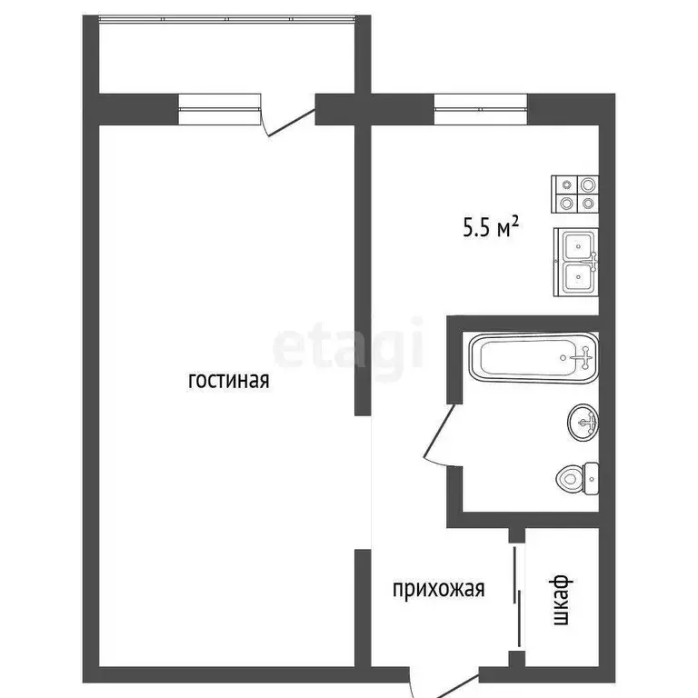 Квартира, 1 комната, 30.5 м - Фото 0