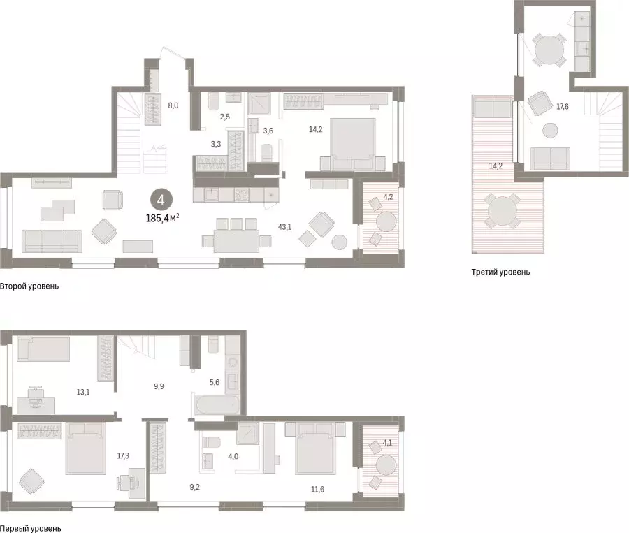 4-комнатная квартира: Тюмень, ЖК Дом у Озера (185.39 м) - Фото 1