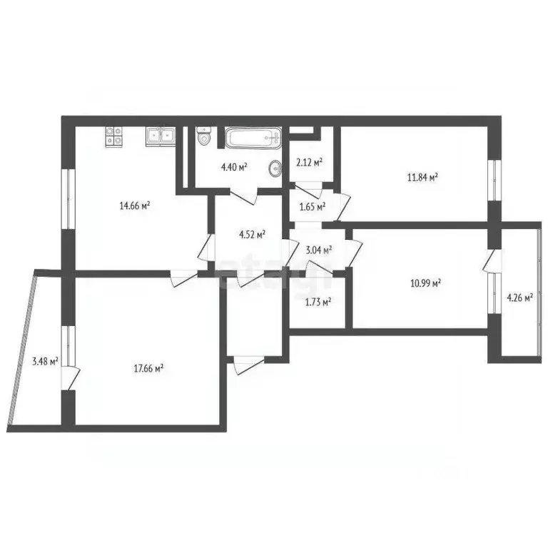 3-к кв. Челябинская область, Челябинск ул. Александра Шмакова, 17 ... - Фото 2
