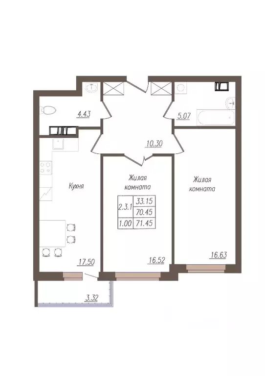 2-к кв. Орловская область, Орел ул. Генерала Родина, 66А (71.45 м) - Фото 0