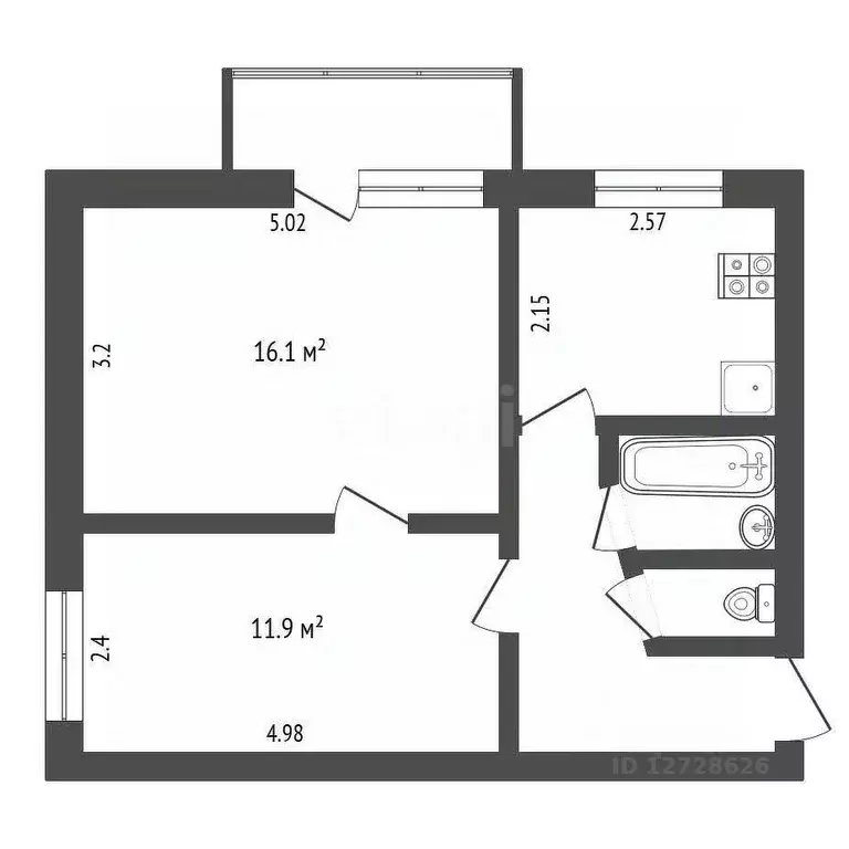 2-к кв. Калужская область, Калуга Октябрьская ул., 13к2 (42.3 м) - Фото 0