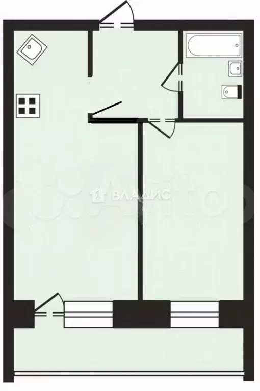 1-к. квартира, 39 м, 6/9 эт. - Фото 0