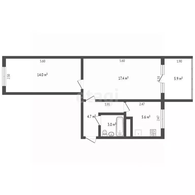 2-к кв. Крым, Ялта ул. Московская, 47 (50.0 м) - Фото 2