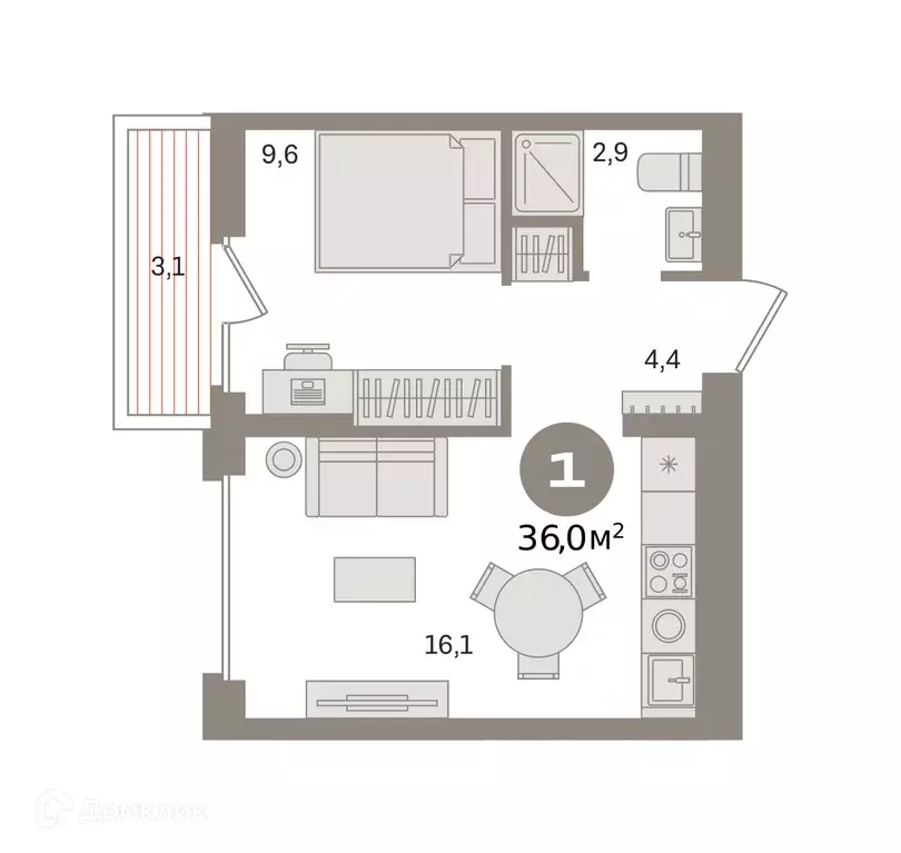 Продаётся 1-к квартира, 36.03 м - Фото 0