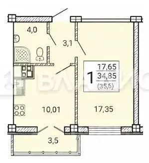 1-к кв. Воронежская область, Воронеж Цимлянская ул., 10В/2 (35.6 м) - Фото 2