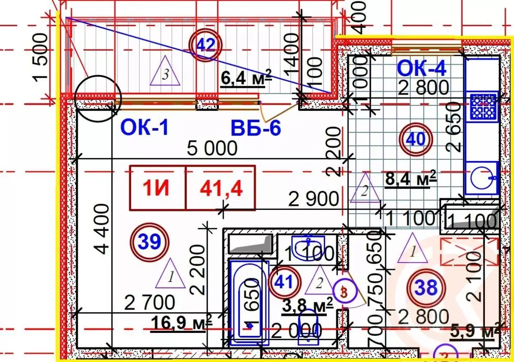 Студия Крым, Евпатория ул. Симферопольская, 2Ф/2 (40.5 м) - Фото 2