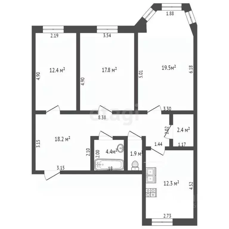 3-к кв. Забайкальский край, Чита ул. Ленина, 56 (90.1 м) - Фото 1