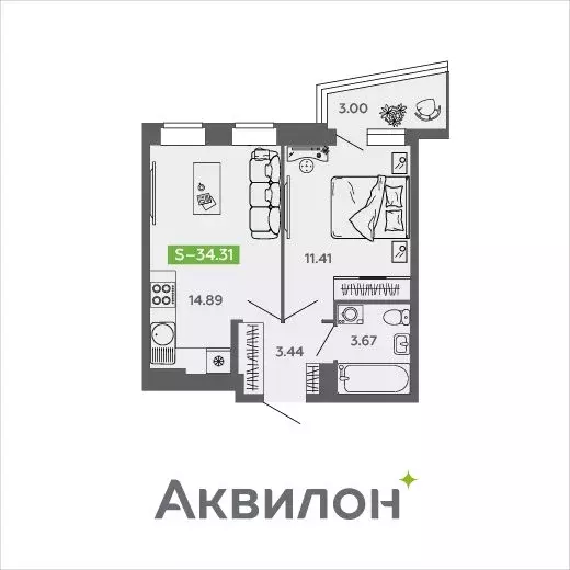 1-комнатная квартира: Северодвинск, проспект Труда, 74к2 (34.31 м) - Фото 0