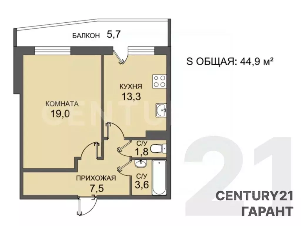1-к кв. Санкт-Петербург пос. Шушары, ул. Вишерская, 22 (44.9 м) - Фото 2