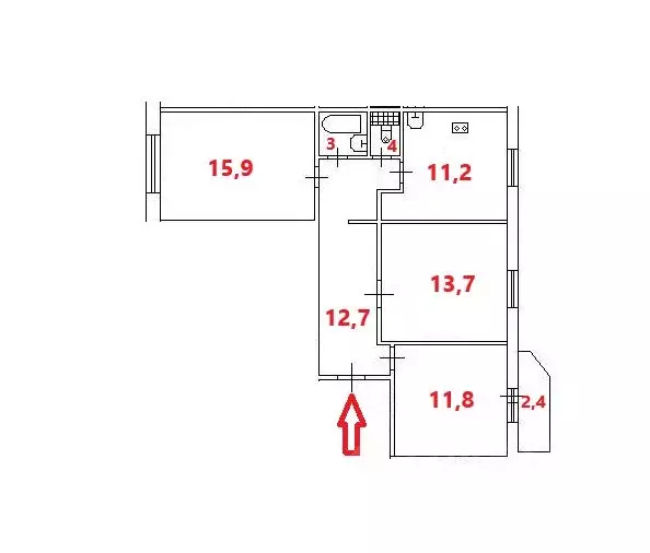 3-к кв. Санкт-Петербург Афонская ул., 24К3 (69.0 м) - Фото 1