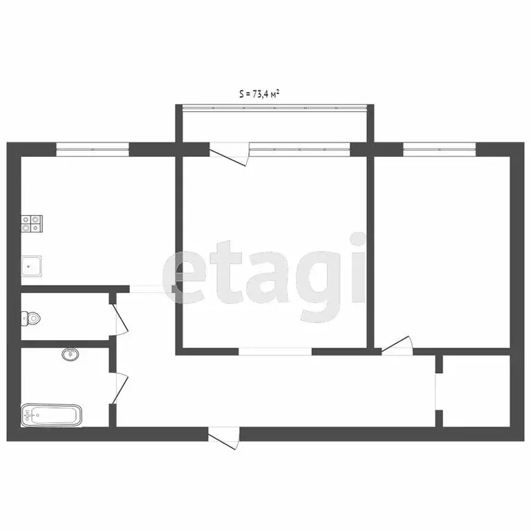 2-комнатная квартира: Тула, улица Кутузова, 88Б (45 м) - Фото 1