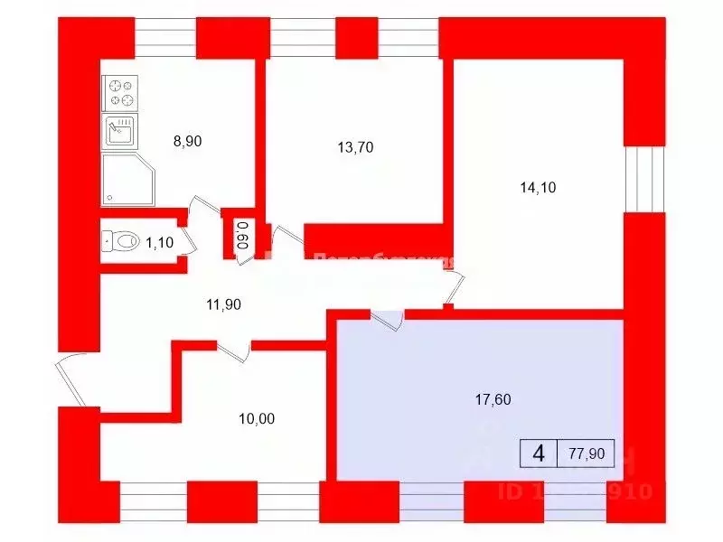 Комната Санкт-Петербург Лахтинская ул., 6 (17.6 м) - Фото 2