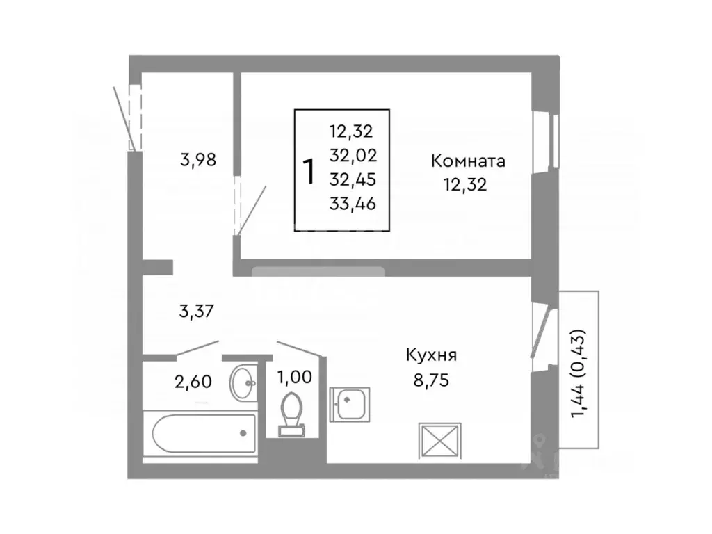 1-к кв. Челябинская область, Челябинск Нефтебазовая ул., 20 (32.0 м) - Фото 2