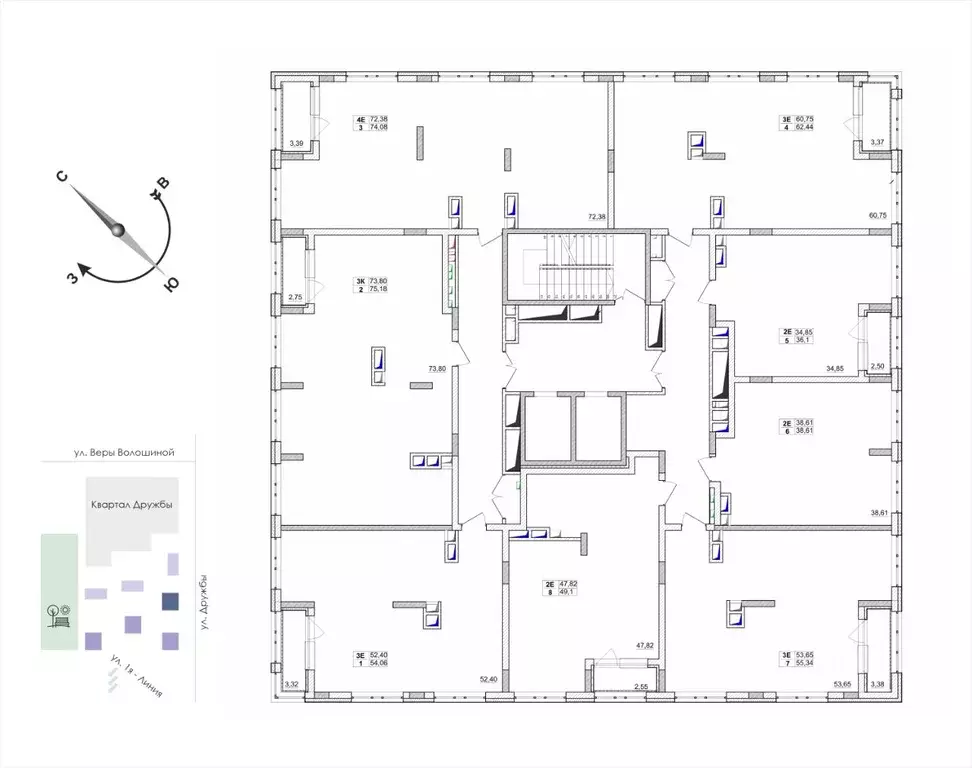 3-к кв. Кемеровская область, Кемерово ул. Дружбы, 10 (62.44 м) - Фото 2