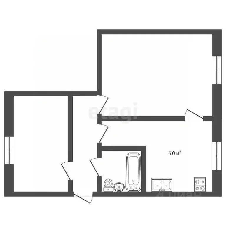 2-к кв. Вологодская область, Вологда ул. Дзержинского, 41 (44.2 м) - Фото 2
