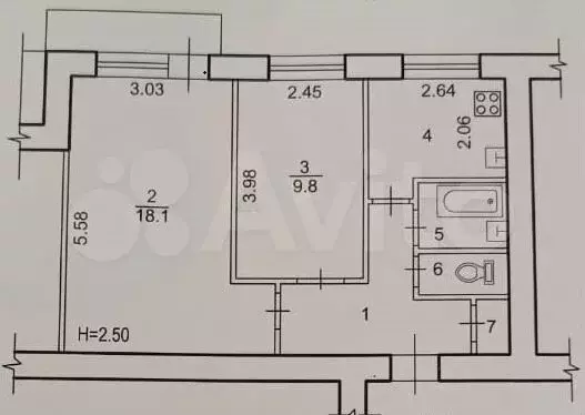2-к. квартира, 44,7 м, 9/9 эт. - Фото 0
