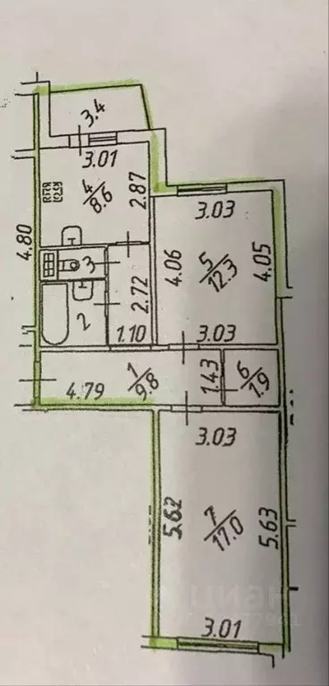 2-к кв. Санкт-Петербург Ленинский просп., 74к1 (55.0 м) - Фото 2