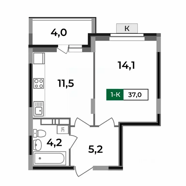 1-к кв. Владимирская область, Ковров Солнечный мкр,  (37.0 м) - Фото 0