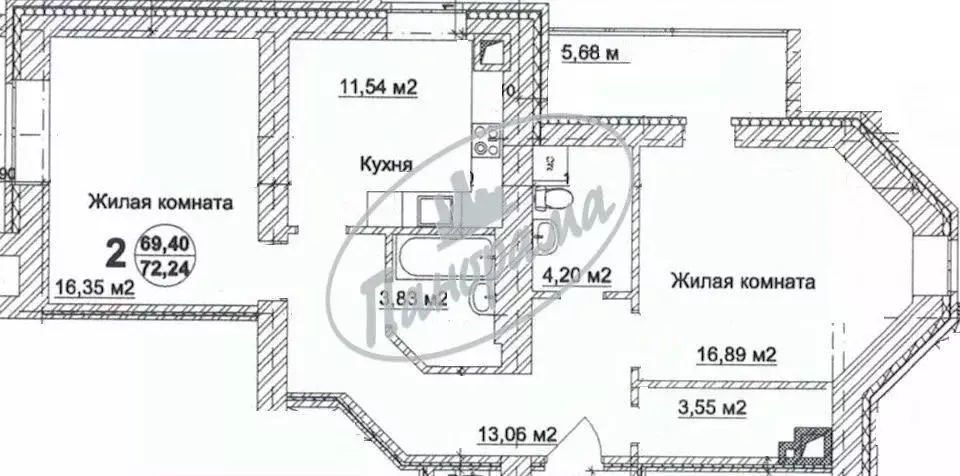 2-к кв. Калужская область, Калуга Резервный пер., 11 (75.09 м) - Фото 1