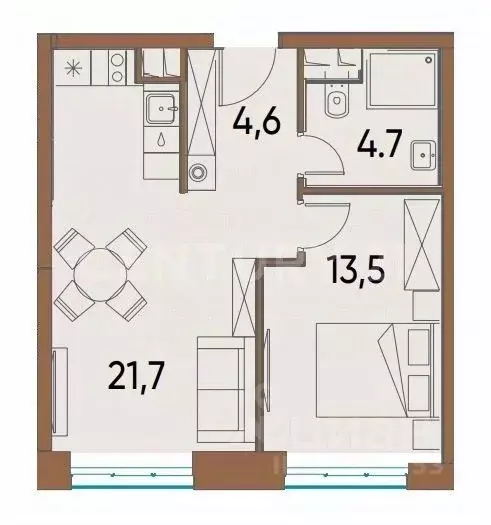 1-к кв. Москва ул. Нижние Мневники, 16к5 (44.5 м) - Фото 2