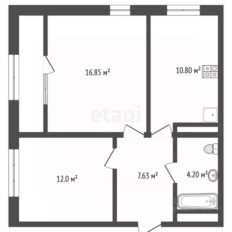 2-к кв. Ростовская область, Ростов-на-Дону ул. Зорге, 11В (53.0 м) - Фото 1