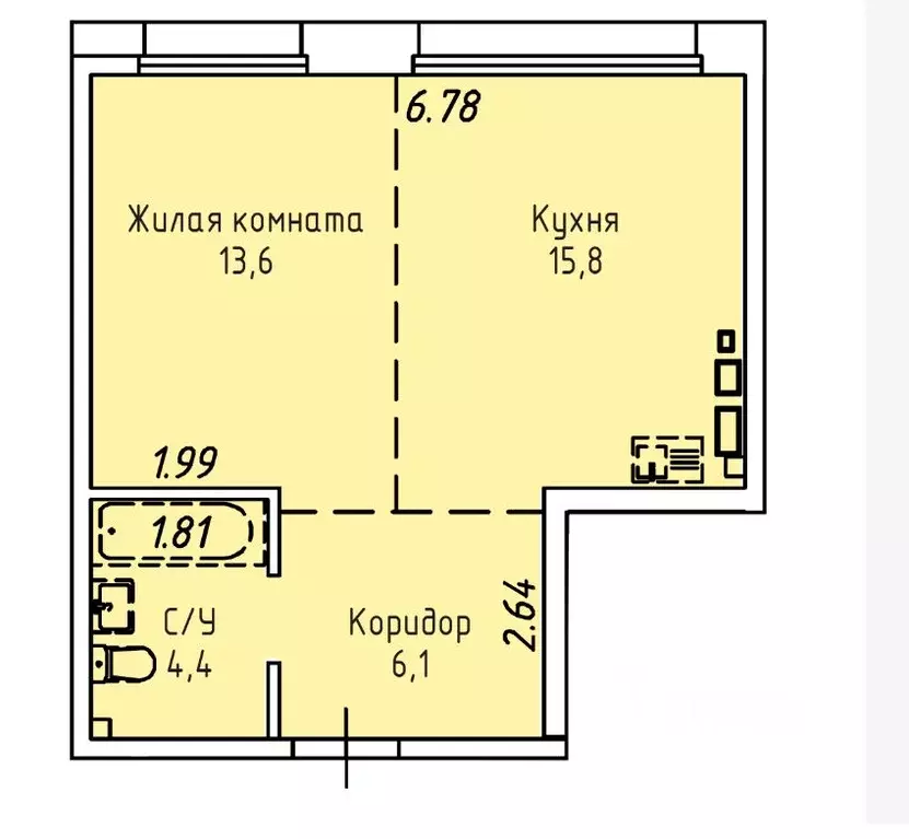 1-к кв. Иркутская область, Иркутск Култукская ул., 16 (39.9 м) - Фото 2