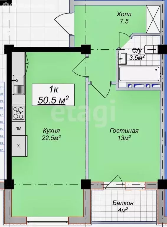 1-комнатная квартира: Махачкала, Хивская улица, 29Гк1 (56 м) - Фото 2