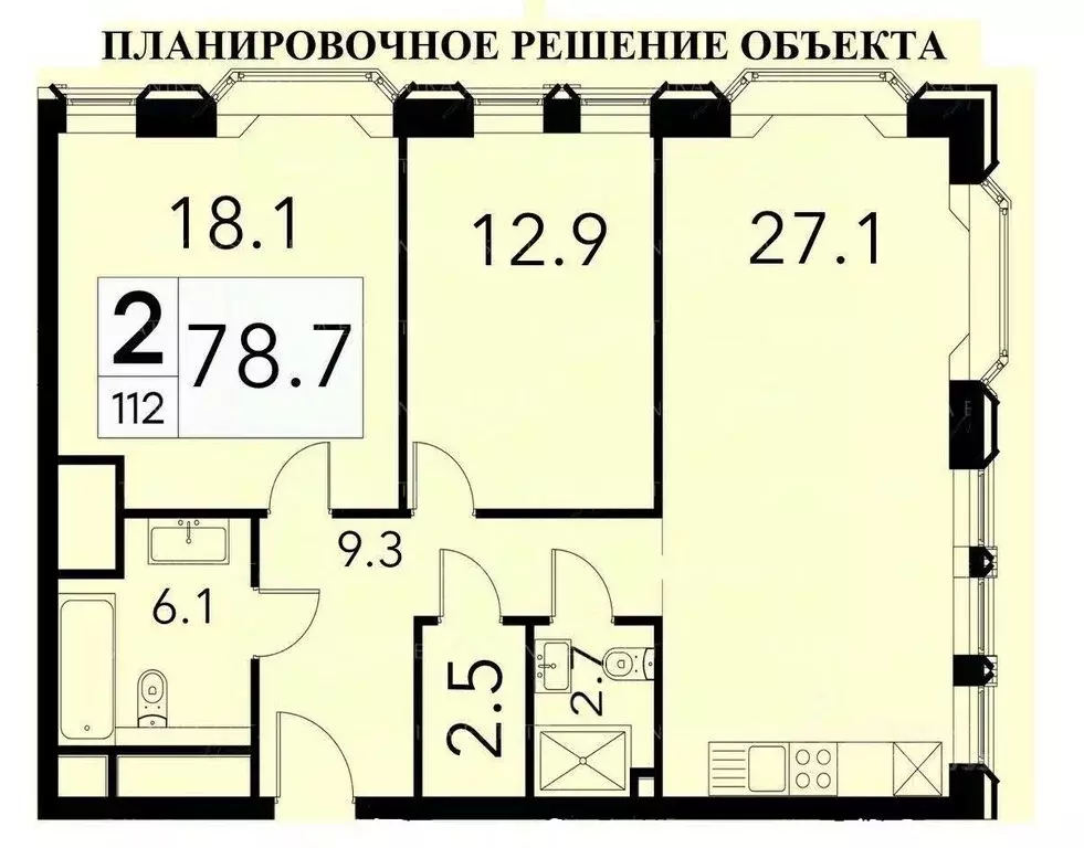 3-комнатная квартира: Москва, 1-я улица Ямского Поля, 26 (78.7 м) - Фото 1