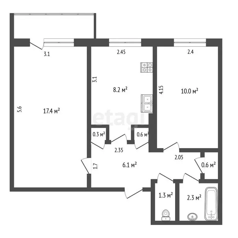 2-комнатная квартира: Якутск, улица Кирова, 7/4 (46.9 м) - Фото 0