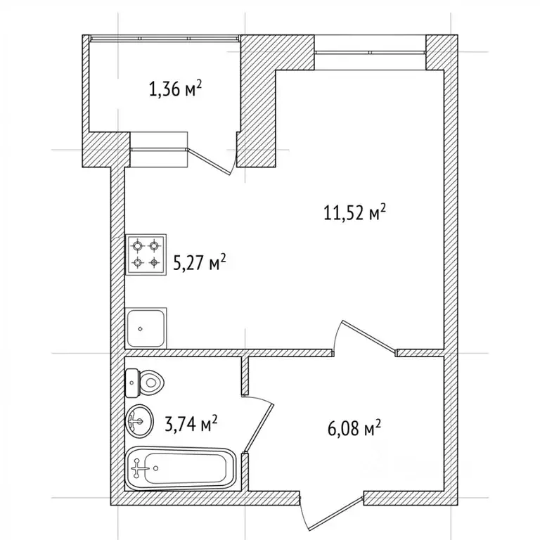 Студия Башкортостан, Уфа Кустарная ул., 19 (27.7 м) - Фото 2