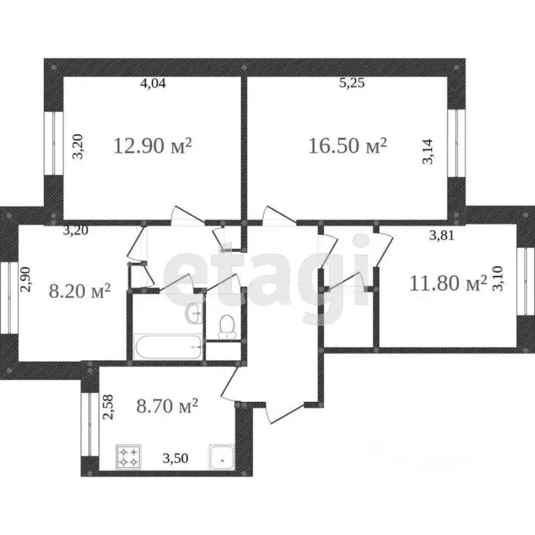 4-к кв. Белгородская область, Белгород ул. Николая Чумичова, 55 (62.0 ... - Фото 2