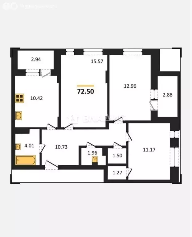 3-комнатная квартира: Воронеж, улица Славы, 9 (72.5 м) - Фото 1