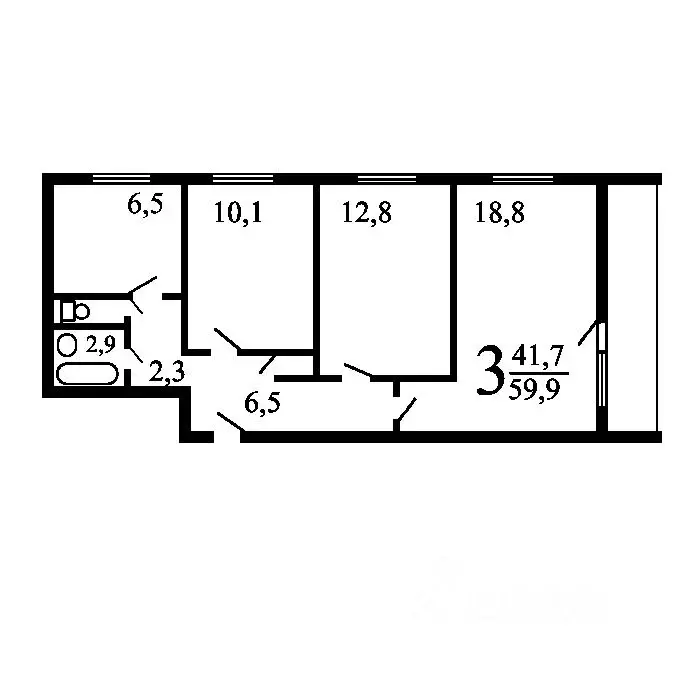 3-к кв. Москва Ташкентская ул., 22К1 (57.0 м) - Фото 1