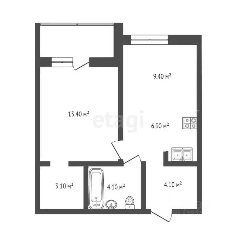 1-к кв. Тюменская область, Тюмень Полевая ул., 105к2 (44.0 м) - Фото 2