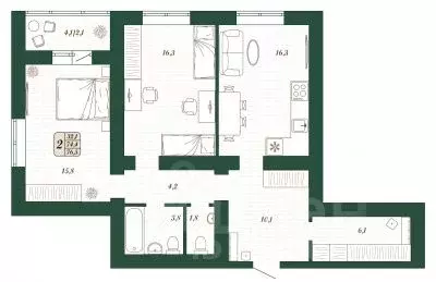 2-к кв. Самарская область, Волжский район, Смышляевка городское ... - Фото 1