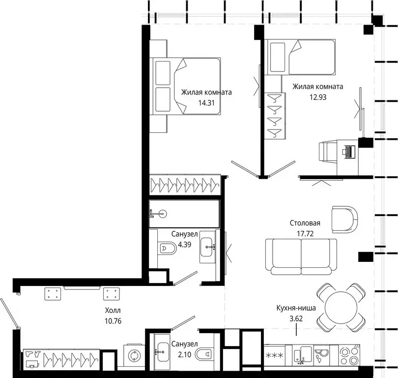 2-комнатная квартира: Москва, 4-я улица Марьиной Рощи, 10к5 (65.8 м) - Фото 2