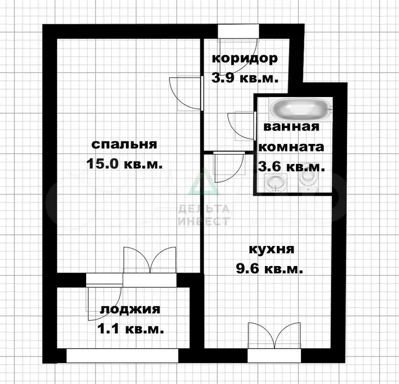 1-к. квартира, 33,2 м, 4/5 эт. - Фото 0