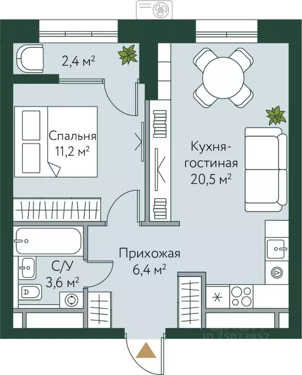 1-к кв. Волгоградская область, Волгоград Новосибирская ул., 74 (44.1 ... - Фото 0