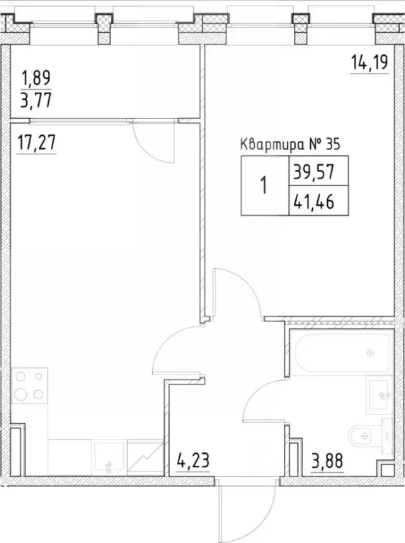 1-к кв. Санкт-Петербург ул. Малая Зеленина, 4 (41.46 м) - Фото 0