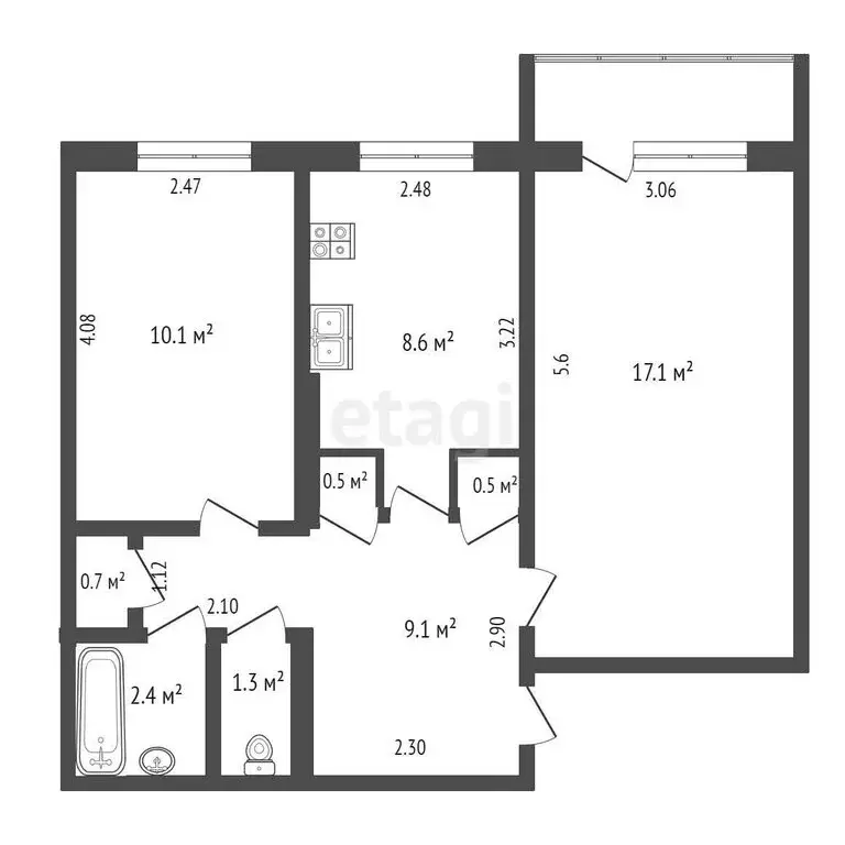 2-комнатная квартира: Якутск, улица Можайского, 17/5 (50 м) - Фото 0