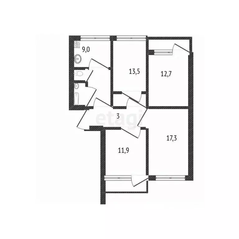4-к кв. Белгородская область, Белгород ул. Конева, 21 (83.9 м) - Фото 1