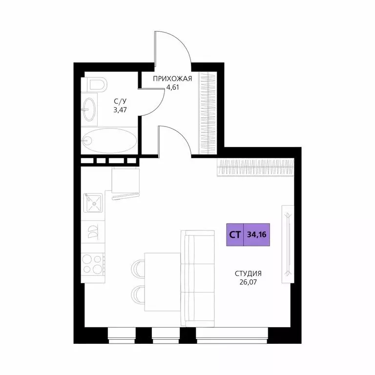 Квартира-студия: Республика Дагестан, Дербент (34.16 м) - Фото 1