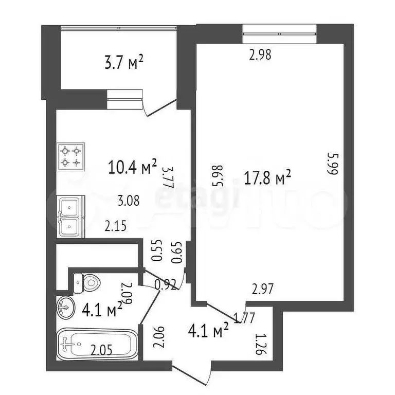 1-к. квартира, 40,1 м, 9/22 эт. - Фото 0